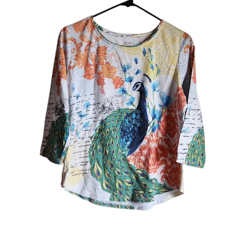 Last day in shop may 10 Alia Medium Multicolor Peacock Embellished Top